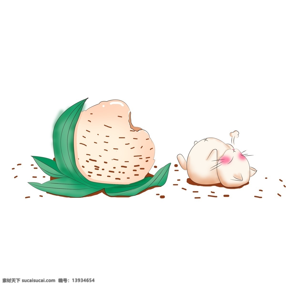 手绘 创意 吃 粽子 兔子 插画 卡通 吃粽子