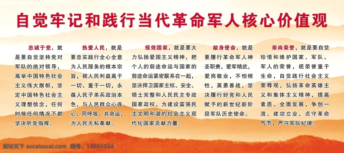 军人 核心 值 观 部队标语 部队文化 广告设计模板 国内广告设计 海军 军事 空军 源文件 军人核心值观 户外广告类 展板 部队党建展板