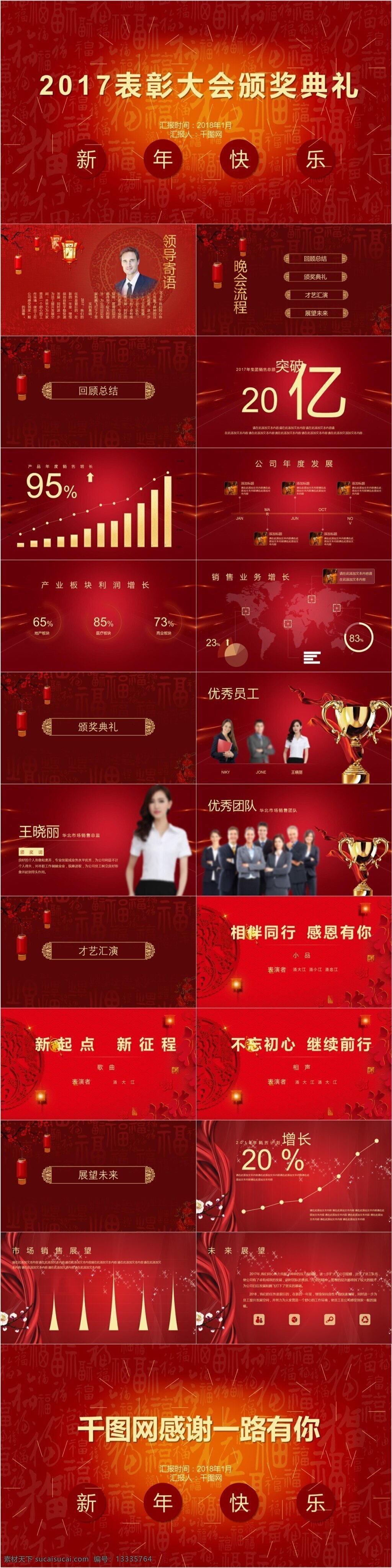红色 大气 企业 年会 颁奖 震撼 模板 ppt模板 工作汇报 简约 商务 中国风
