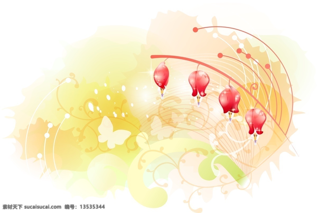 红色 吊 笼 花 衬 金黄 背景 图 层 版面设计背景 版式 模板设计 设计素材 吊笼 psd源文件