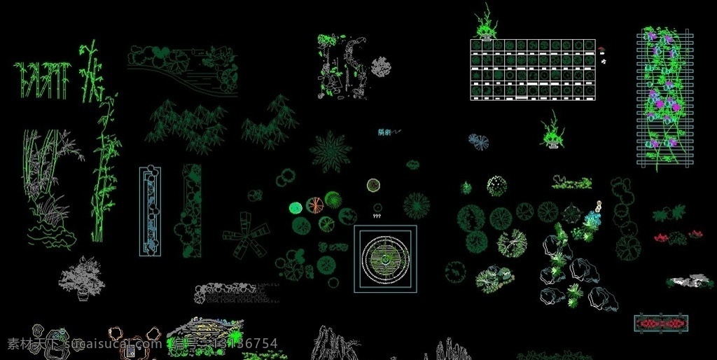 绿色植物 景观图库 绿色植物图库 植物 cad 山石花草图库 植物装饰图库 景观植物平面 竹子立面图 cad总图库 cad图库 平面图图库 环境设计 室内设计 设计图库 dwg
