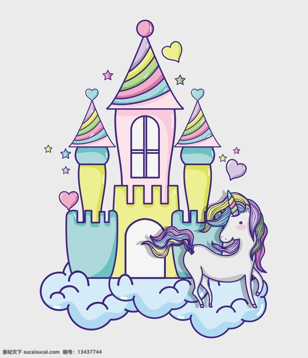 卡通独角兽 卡通 卡通画 卡通插画 城堡 卡通城堡 卡通建筑 手绘城堡 彩绘城堡 美人鱼 卡通人物 卡通图形 海洋生物 卡通动物 人鱼 独角兽 马 天马 童话 童话故事 王宫 动漫动画