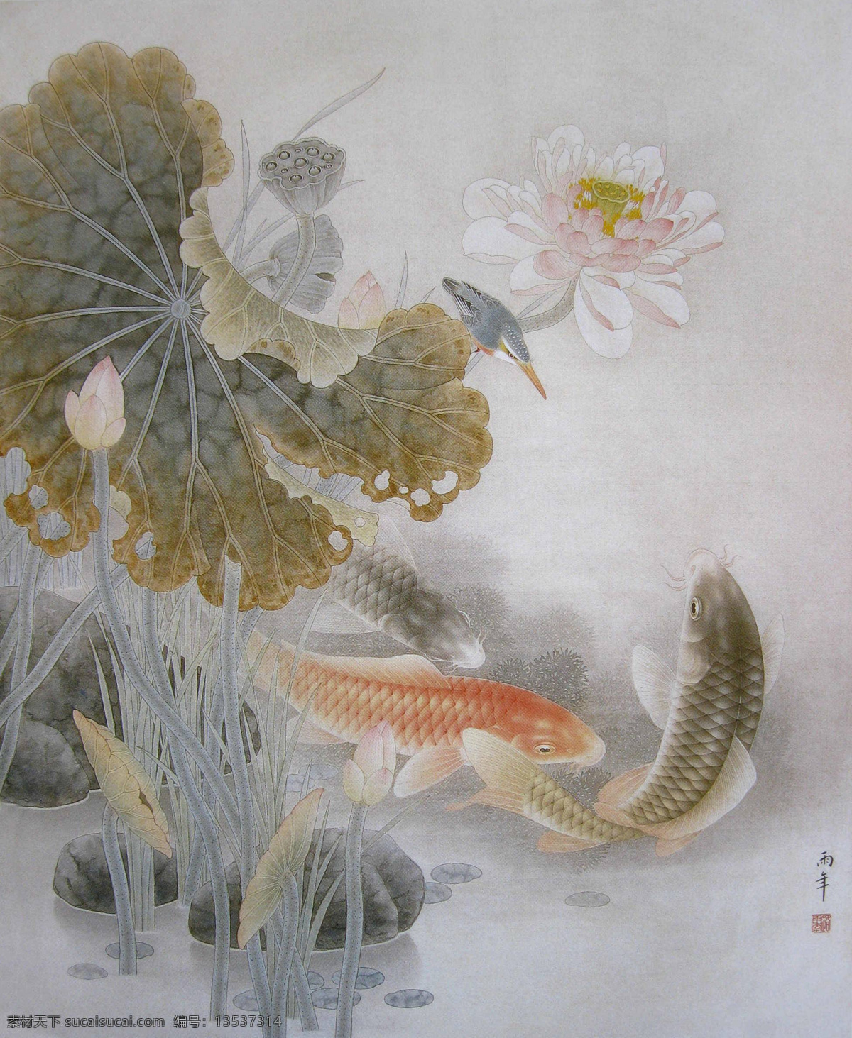 池塘 动物 风景画 工笔荷花 工笔花鸟画 工笔画 国画 荷花 工笔 花鸟画 设计素材 模板下载 中国画 工笔彩墨画 彩墨工笔画 大师作品 植物 荷叶 金鱼 绘画书法 文化艺术 家居装饰素材 山水风景画