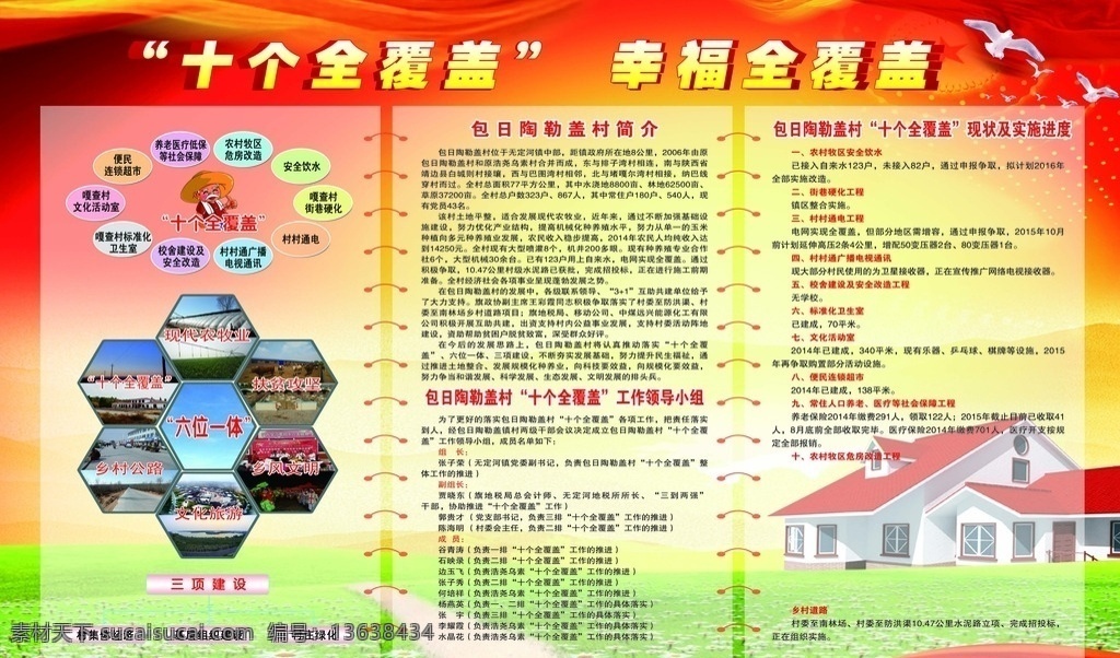 十个全覆盖 幸福全覆盖 psd源文件 红飘带 红房子 六位一体 写真展板设计 分层