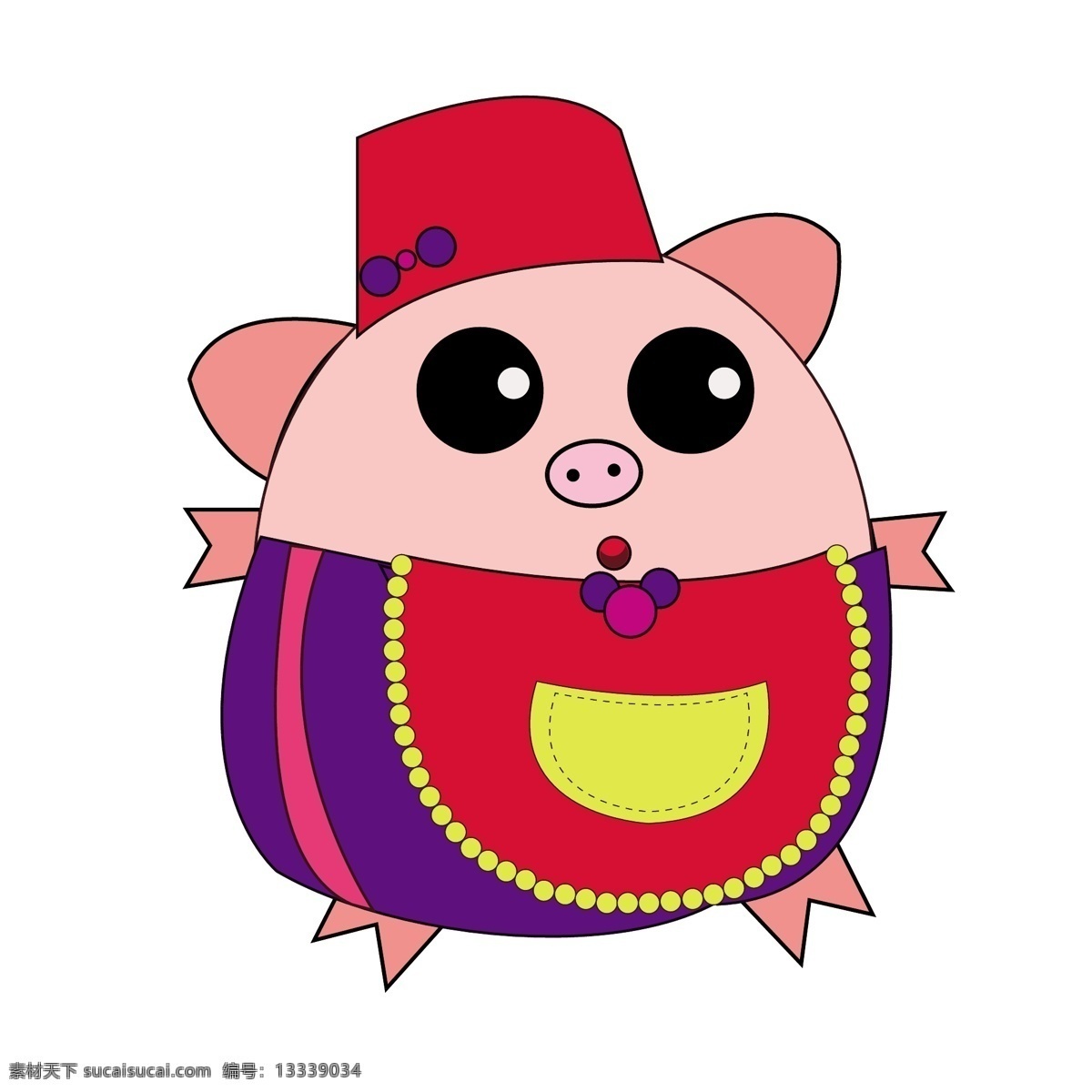 小 猪 节日 装饰 元素 猪年 胖胖猪 简约风格 卡通可爱 小猪装饰