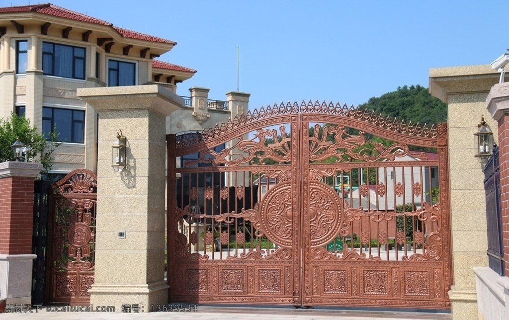铝 门 大门 别墅 铝门 铁门 别墅大门 花纹 小门 铁 黄铜 建筑园林 建筑摄影