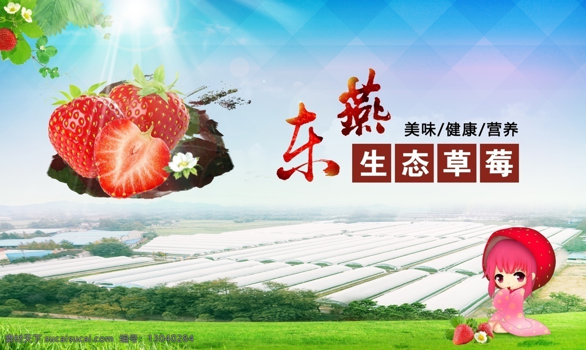 生态草莓海报 草莓海报 生态草莓 草莓农场 草莓 生态 健康 白色