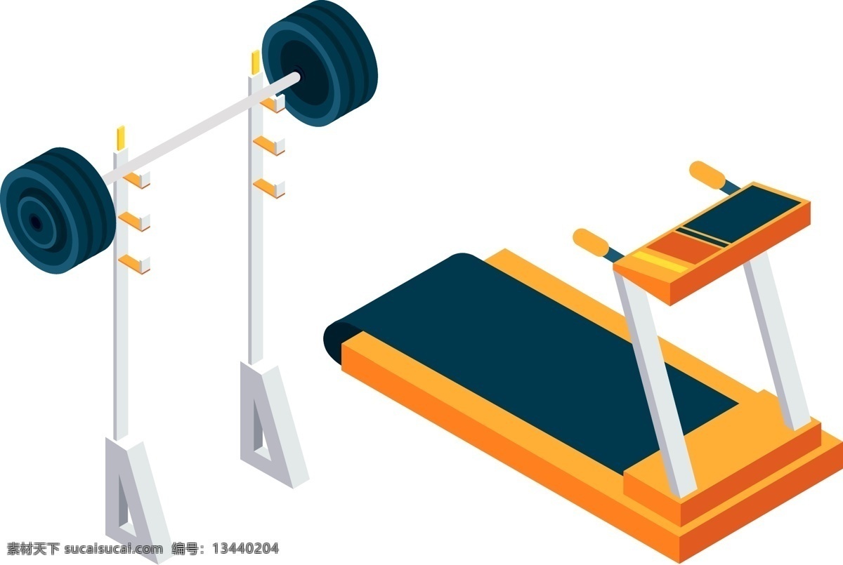 运动 健身 器具 立体 d 插画 立体2.5d 运动器材 健身器材 运动健身 举重 跑步机 卡通 简约 图标 卡通矢量图