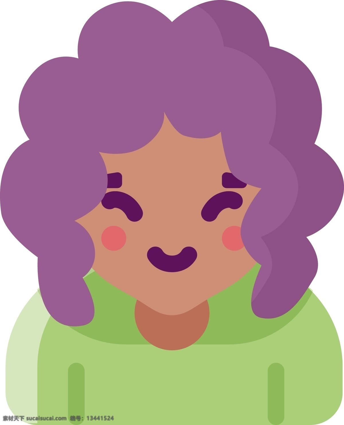 紫色 创意 扁平化 短发 女孩 元素 发型 矢量图 卡通插画 ui图标 穿着 毛衣