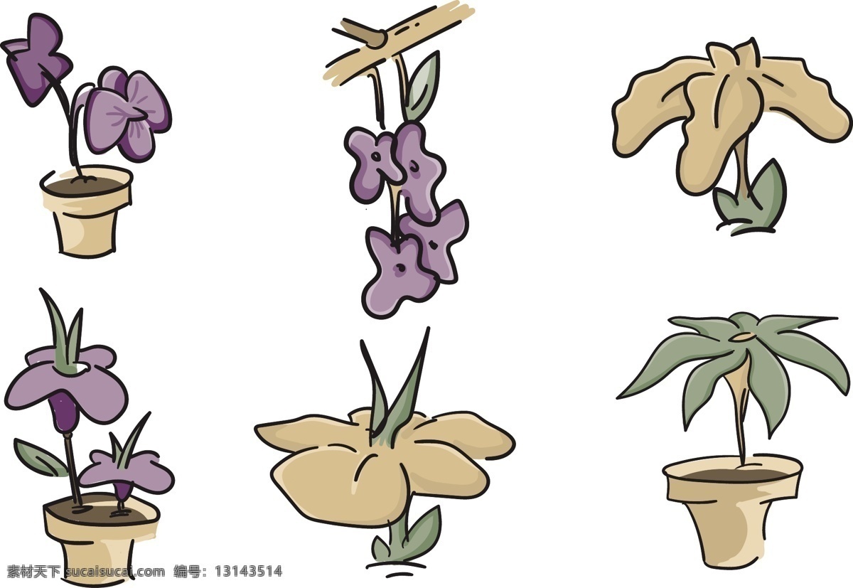 手绘 可爱 花卉 盆栽 花卉素材 花卉花朵 矢量素材 手绘花卉 手绘花朵 手绘植物 花卉盆栽
