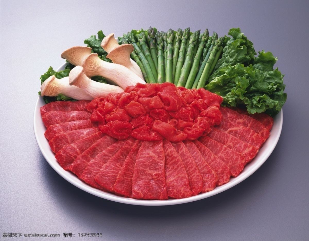 餐饮美食 传统美食 蘑菇 牛肉 蔬菜 羊肉 火锅 肉 灰蓝色背景 psd源文件