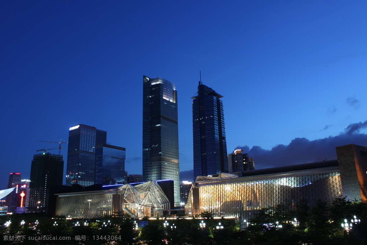 深圳 商业 写字楼 夜景 市民中心 商务金融 商务素材 蓝色