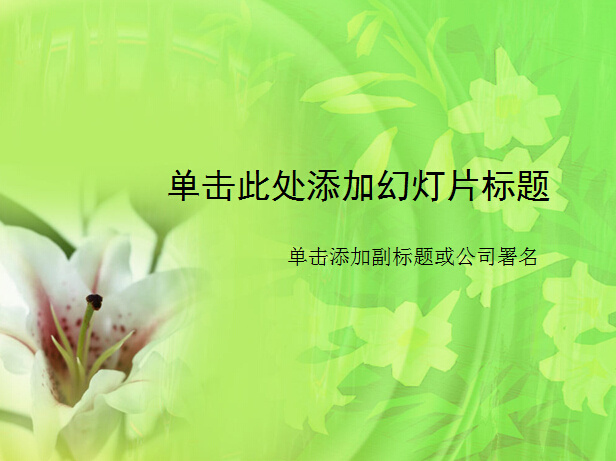 绿色 百合花 背景 模板 ppt模板 白色百合花 植物 幻灯片
