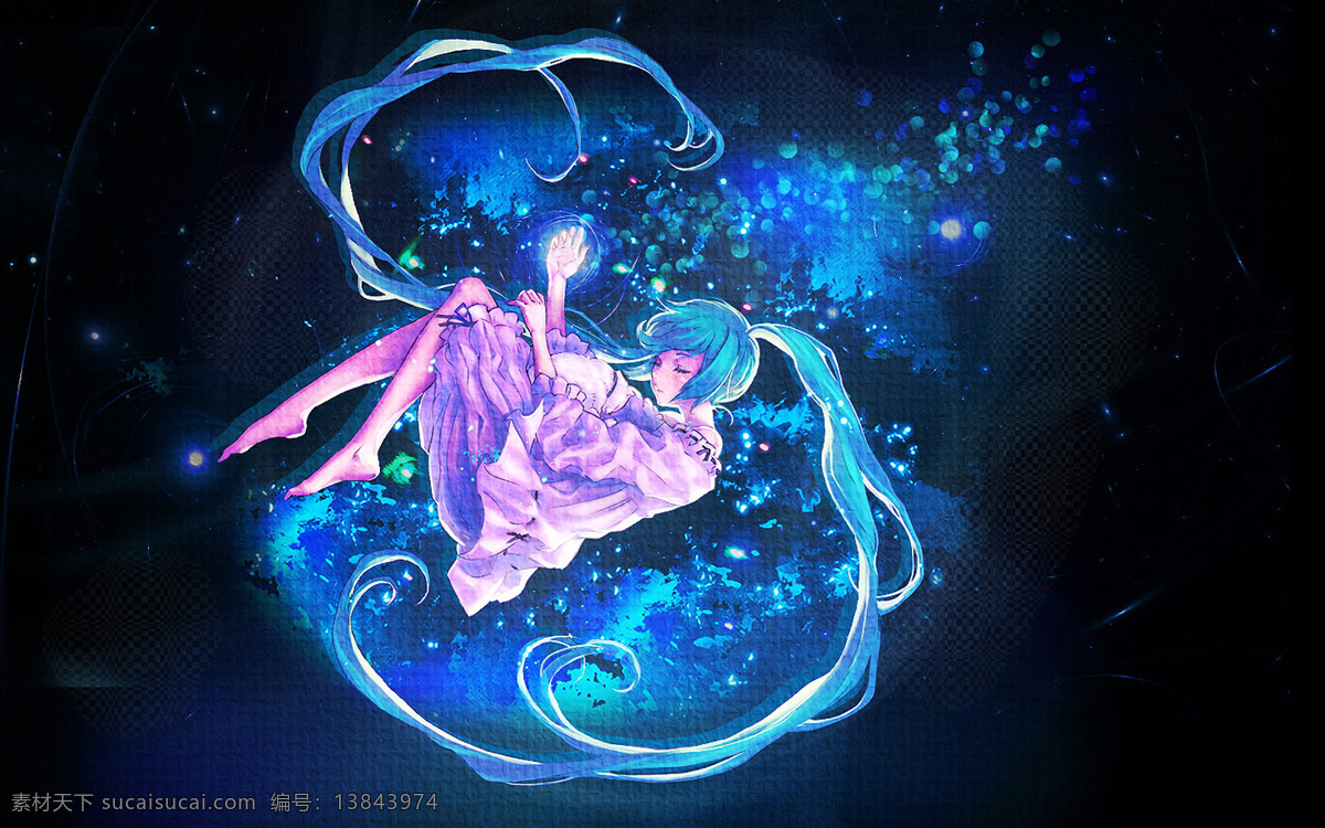 插画 长发 动画 动漫 动漫动画 动漫人物 蓝色 美少女 梦幻少女 星光 少女 女孩 女生 梦幻 桌面壁纸 插画集