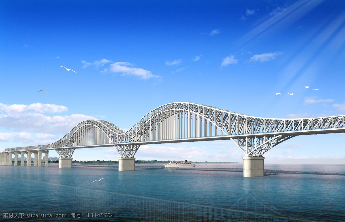 南京 大胜 关 大桥 大胜关 长江 铁路 京沪 高铁 钢构 高速 游轮 海鸥 蓝天 白云 铁路桥 建筑设计 环境设计