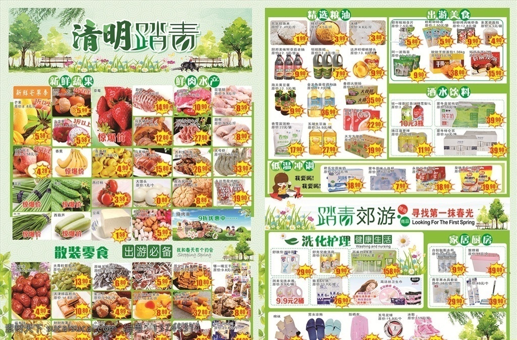清明节 超市 海报 dm 踏青