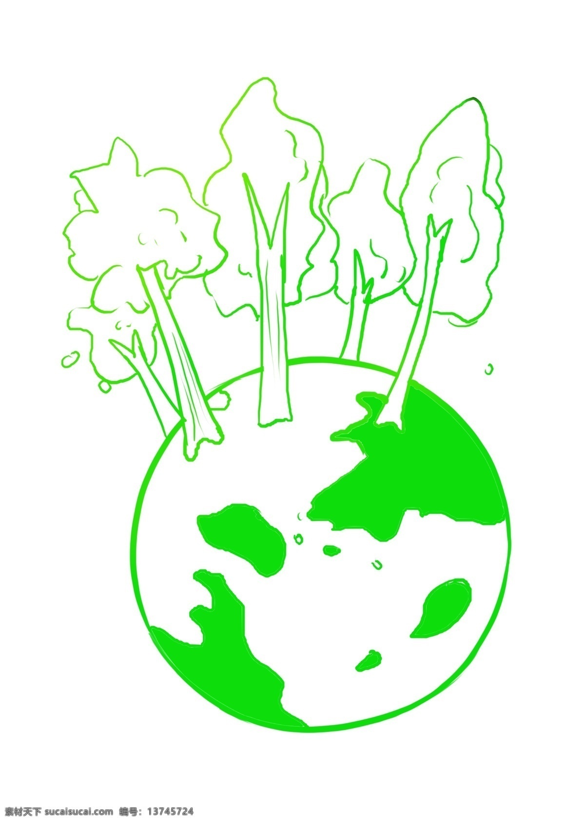 卡通绿色地球 地球 绿色 环境保护