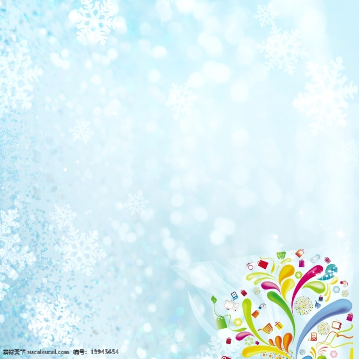 蓝色 雪花 梦幻 背景 白色