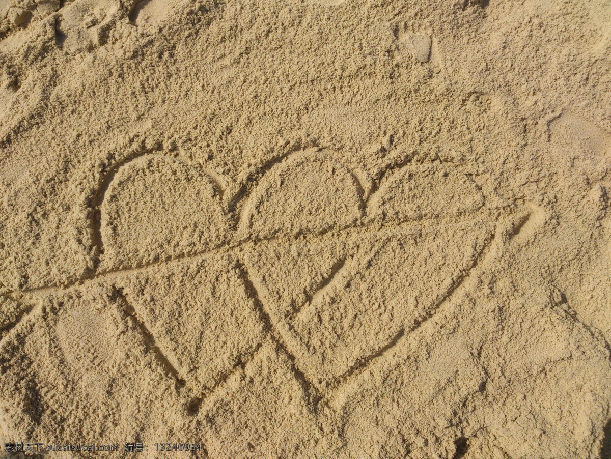 心连心 海滩 沙滩 自然景观 之爱 海滩之爱 沙子的语言 psd源文件