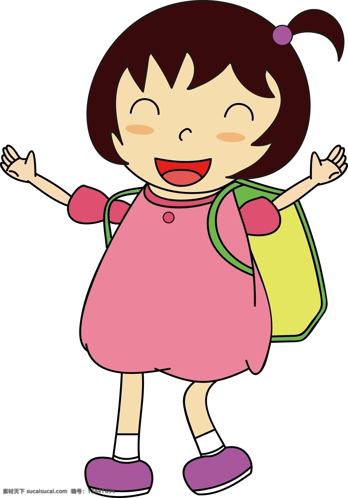 女孩 小学生 开学 卡通 矢量 元素