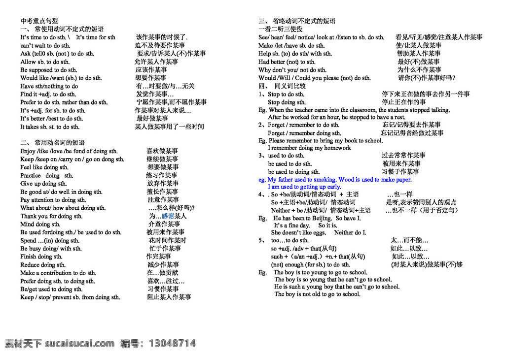 英语 新 目标 版 中考 专题 复习 重点 句型 归纳 学案 中考专区