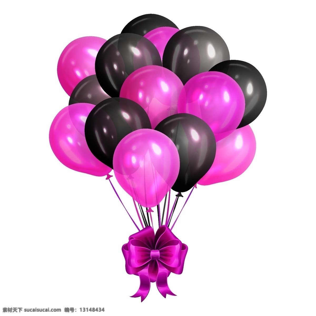 精美 紫色 气球 束 矢量 精致 黑色 节日 蝴蝶结 静物