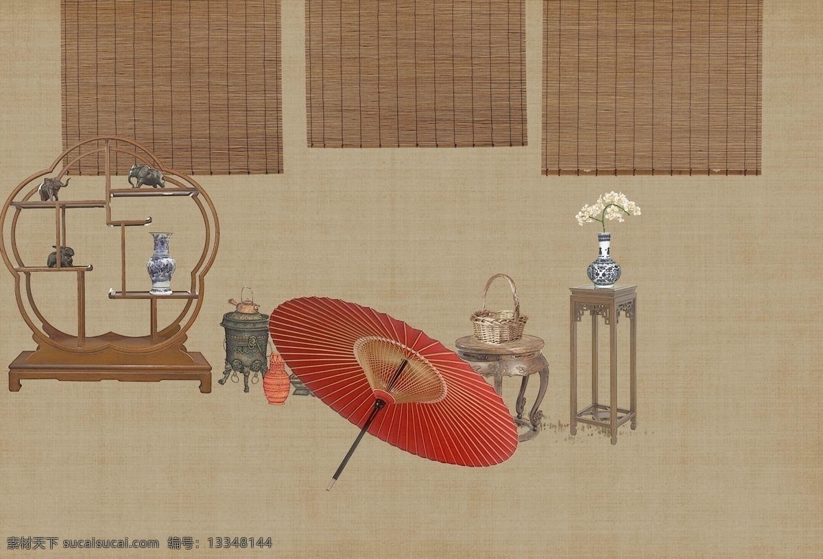 新 中式 工笔画 相册 模板 背景 新中式 模板背景
