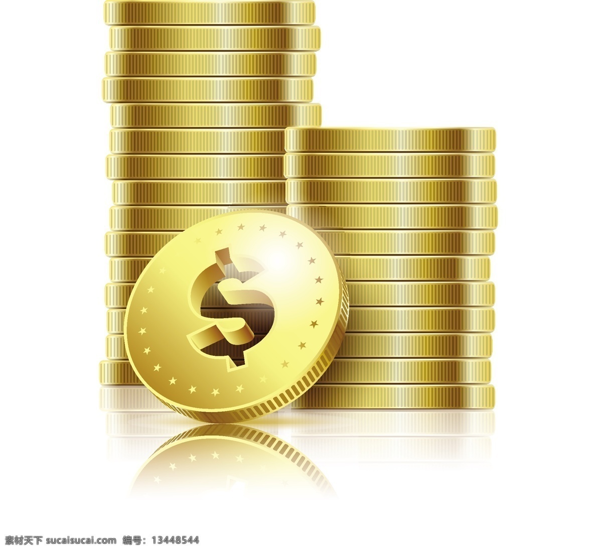 矢量金币 金币 硬币 钱 金融货币 美元 美金 商务金融 矢量素材 白色