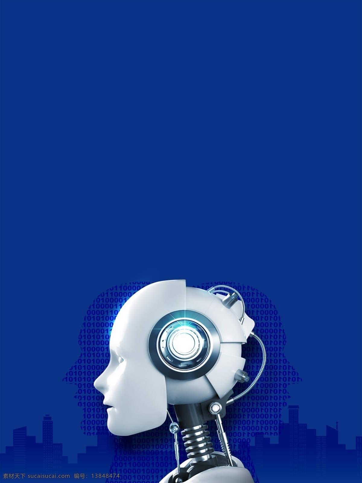 创意 时尚 智能 科技 人脸 识别 背景 背景素材 蓝色背景 机器人 立体 动感 广告背景 广告背景素材 信息技术