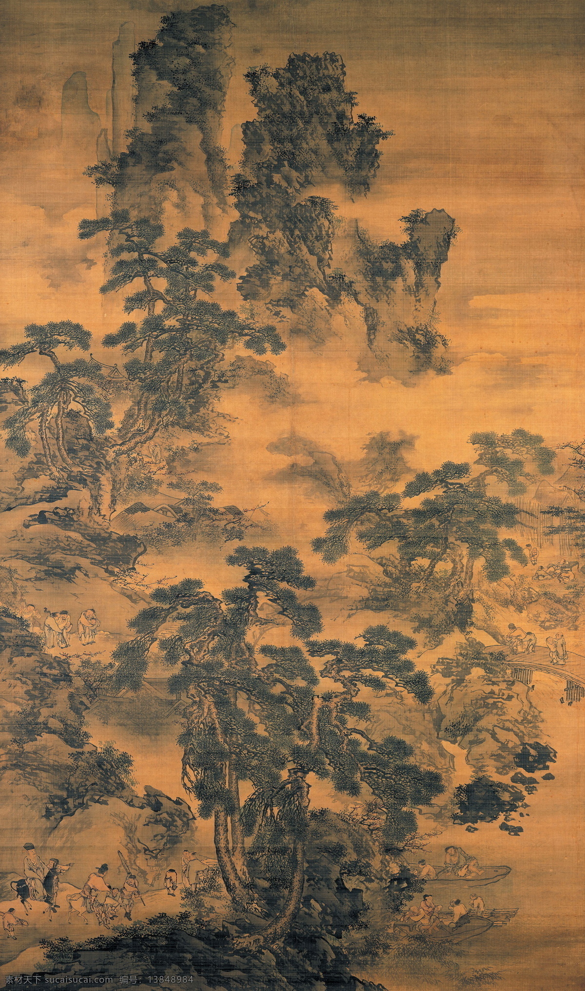 春酣图 明 郑文林 戴进 古画 古代绘画 国画 中国古画 书画 中国文化 国宝 山水画 诗画 中国古代绘画 绘画书法 文化艺术