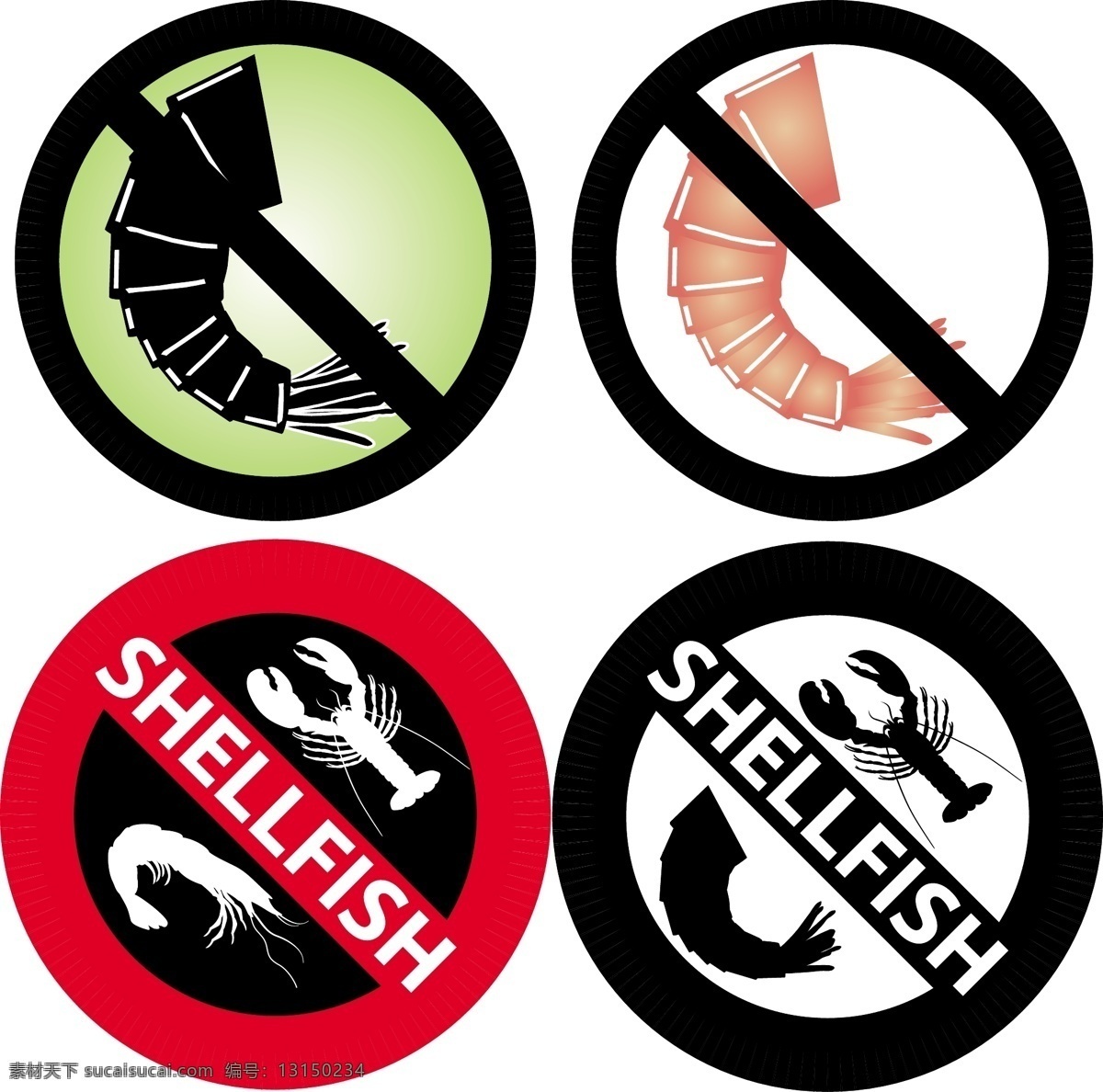 图标矢量 图标 标志 禁止图标 禁止 禁止吃海鲜 海鲜 虾 广告设计素材 矢量