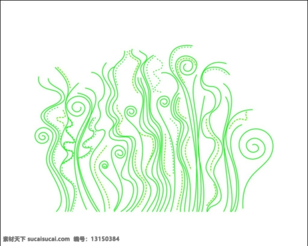海藻 图案 优美曲线 绿叶 圈圈 海洋生物 移门图案 底纹边框