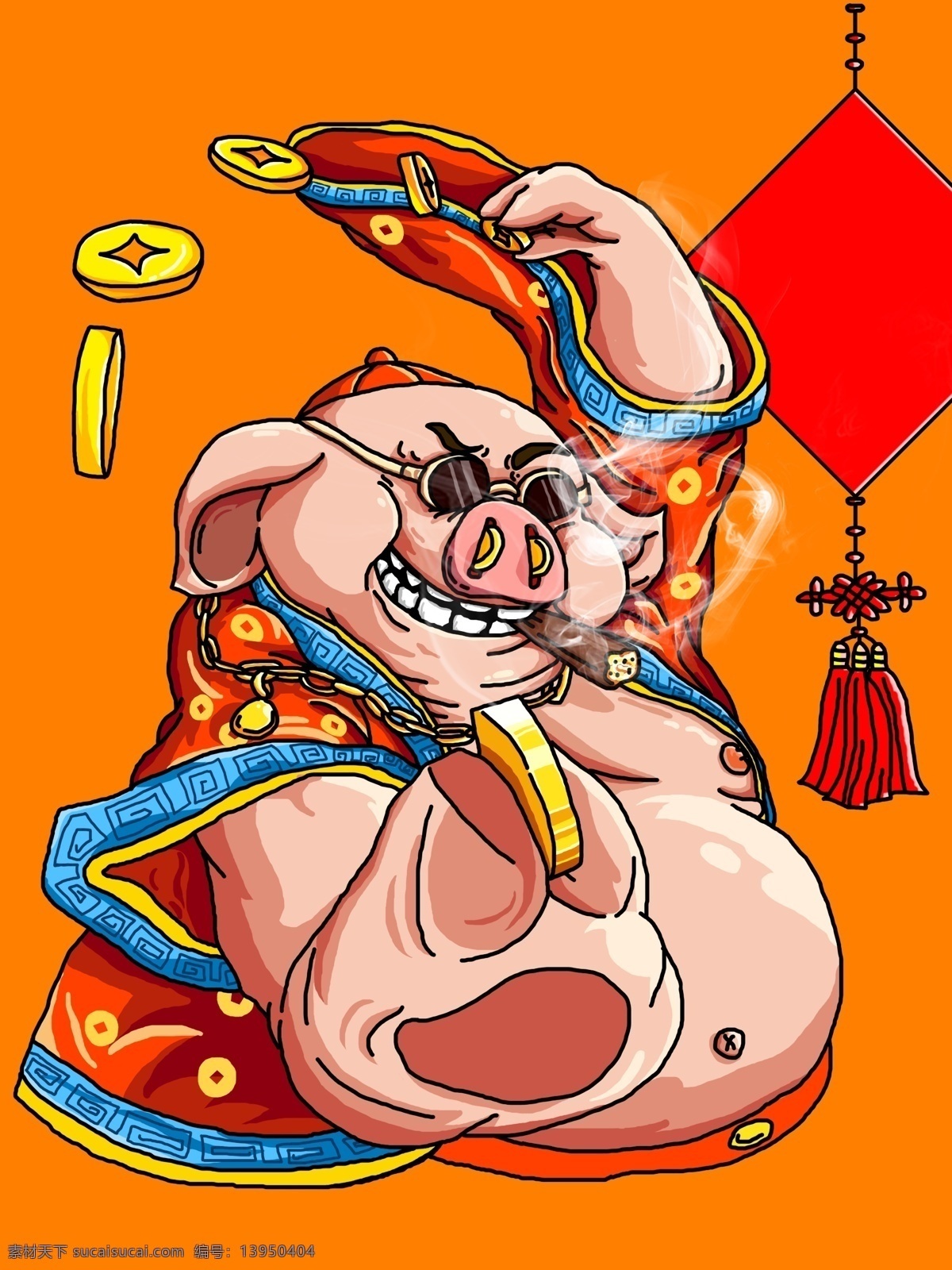 喜庆 2019 猪年 小 猪 插画 背景 年货 小猪 庆典背景 新年背景 钱币 春节活动背景 新年展板