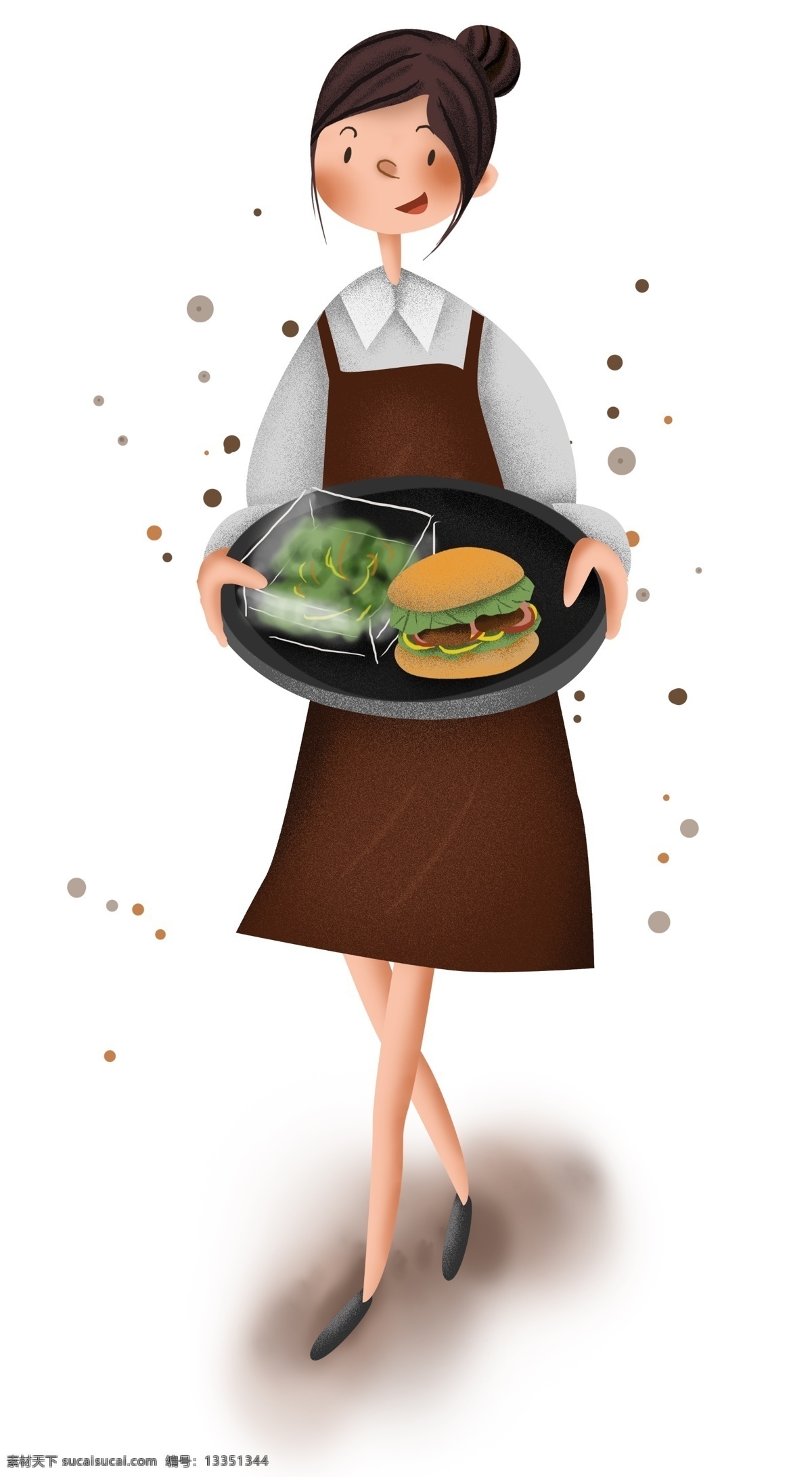 工作 系列 轻 食 餐厅 女 服务员 三明治 汉堡 快餐 冬天 女服务员 女性 沙拉 美食 美式快餐 轻食 轻食餐厅