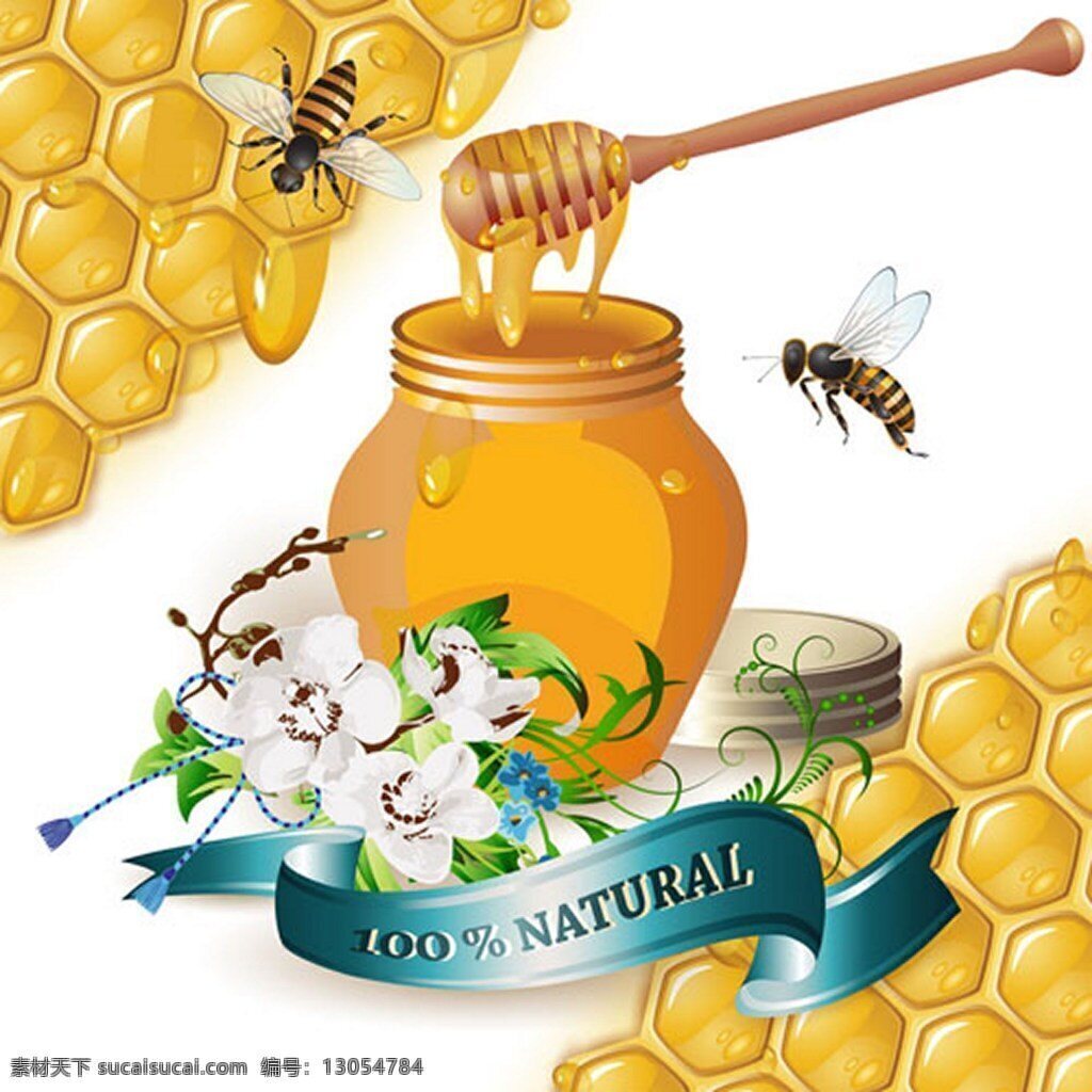 自然 蜂蜜 广告 背景 蜜蜂 甜 自然蜂蜜 矢量背景