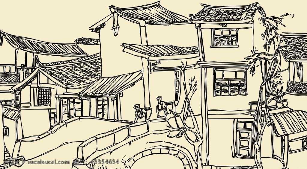 房子线稿 房子 线稿 桥 矢量 文化艺术 绘画书法
