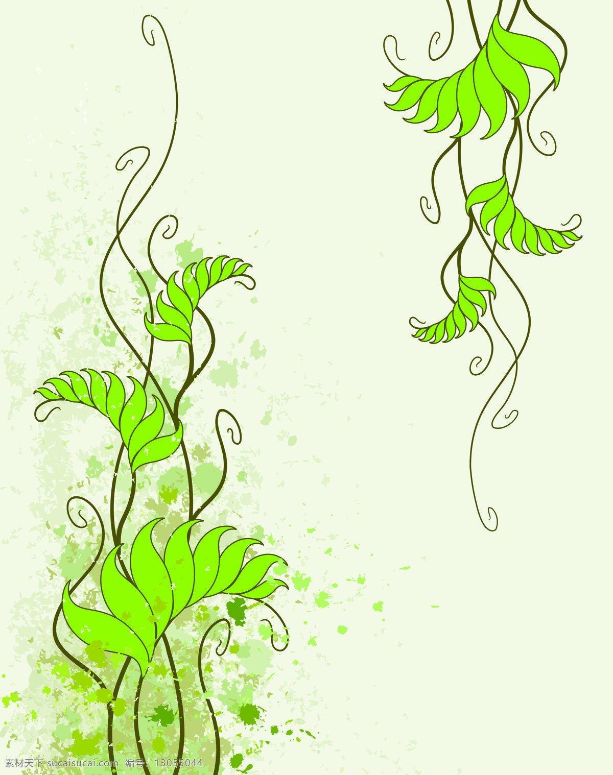 生生不息 花草 两门图 绿藤 时尚花纹 藤蔓 移门 植物 家居装饰素材