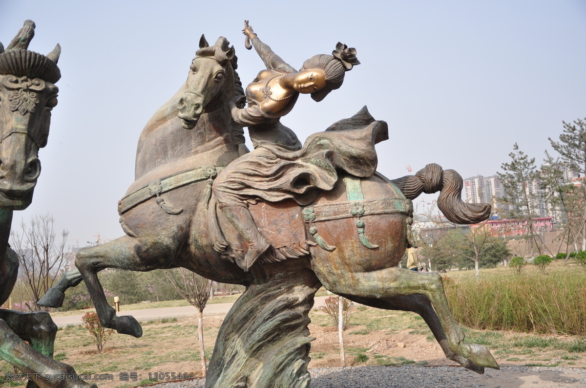 马球 唐代 雕塑 马 女人 古代 骑士 骑马 传统文化 文化艺术