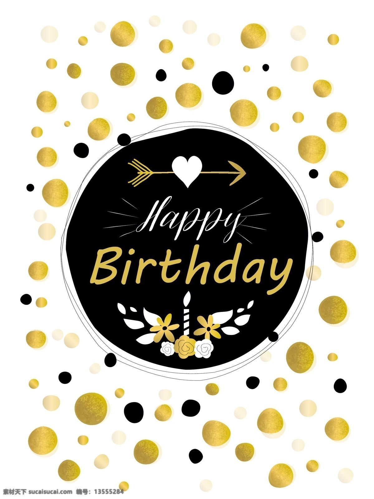 金 黑色 生日贺卡 金色生日贺卡 手绘卡片 生日元素 金色圆圈 节日卡片 底纹边框 背景底纹