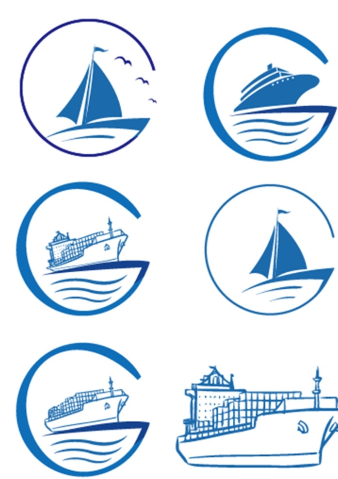 帆船 海鸥 海浪 客轮 货轮 集装箱 远洋标志 logo 商场广告设计 标志图标 企业 标志