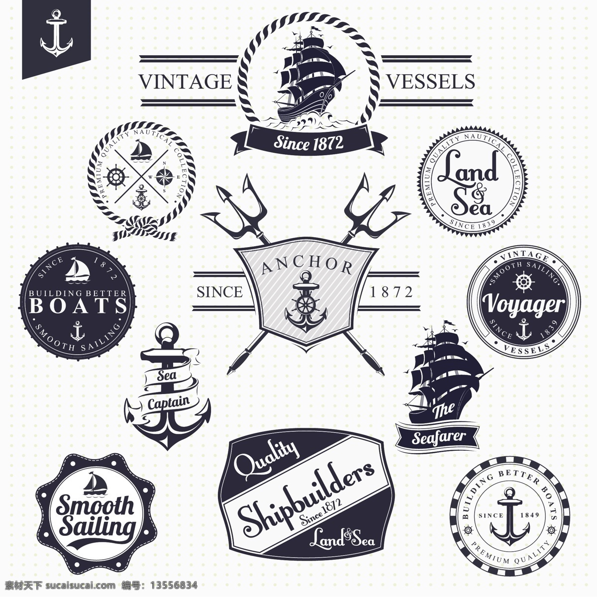 航海标志 船标志 船 航线 logo设计