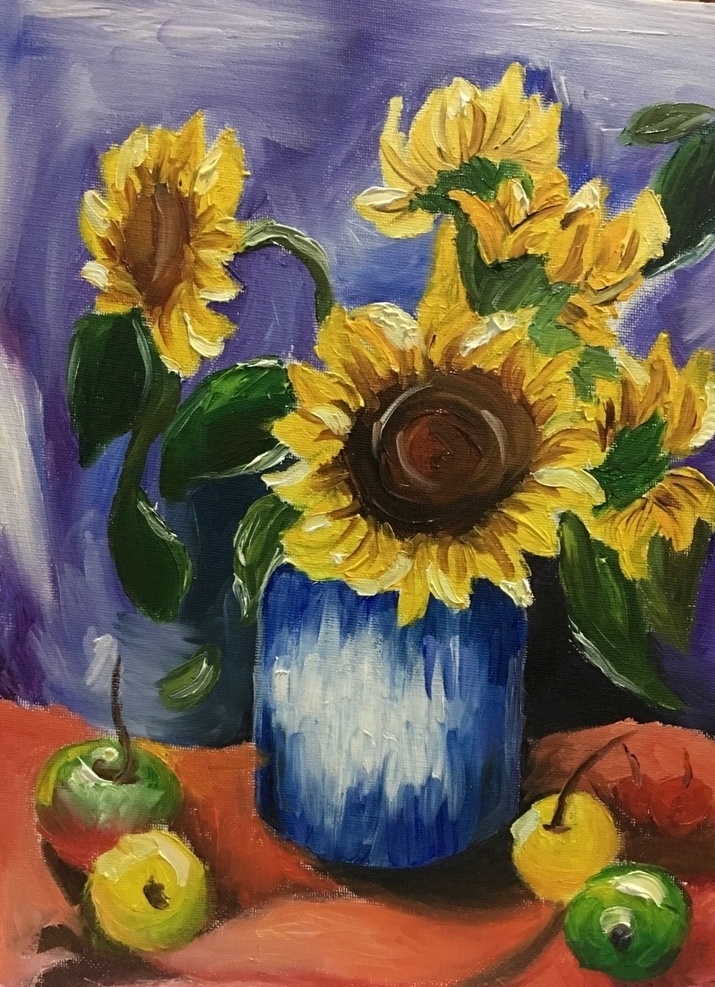 花卉 花瓶 油画 向日葵 色彩