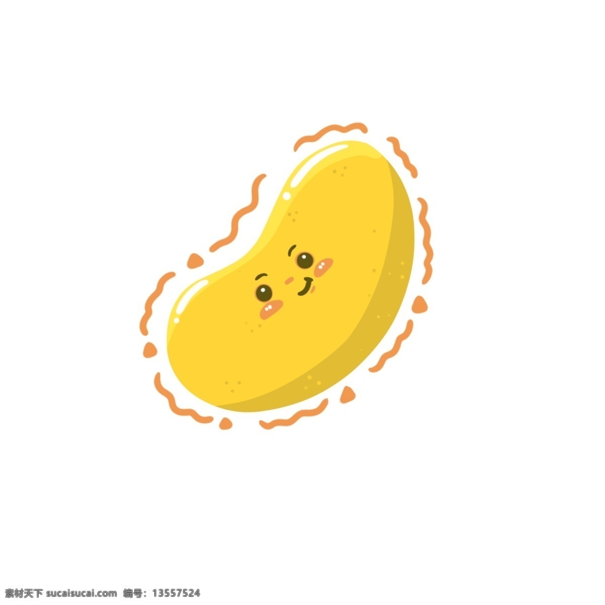 笑脸 卡通 芒果 形象 简约 水果 可爱 开心 表情