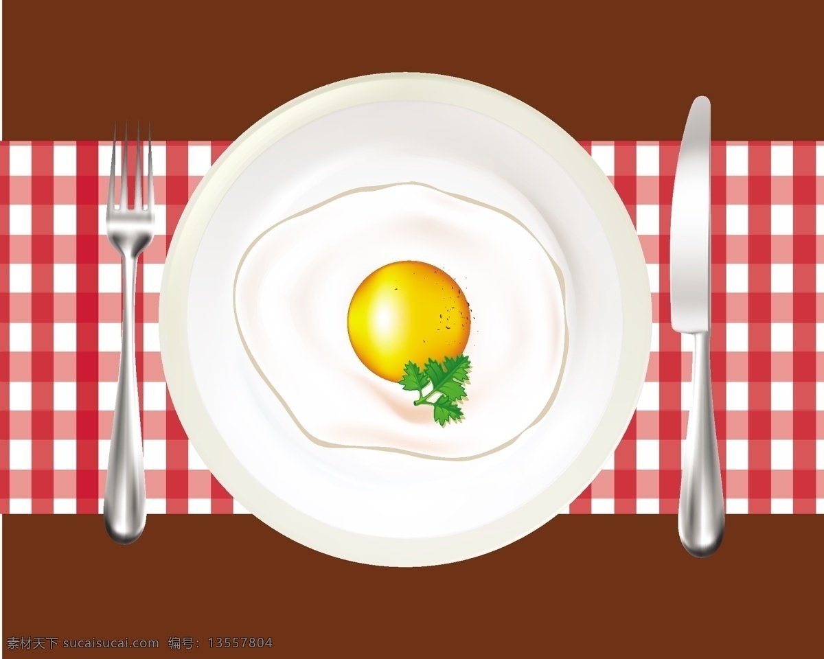 盘子 上 鸡蛋 背景 图 广告背景 广告 背景素材 底纹背景 刀叉 红色格子 食物 美味