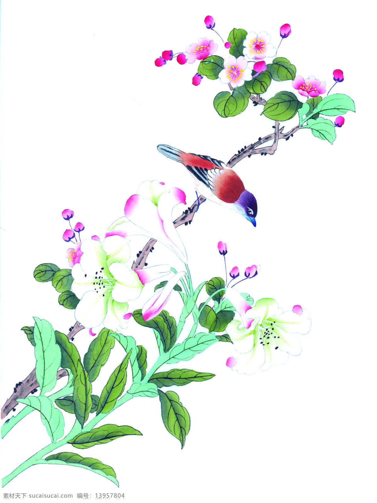 中国 风 花 牡丹 芍药 桃花 喜鹊 小鸟 中国风 中华艺术绘画 文化艺术