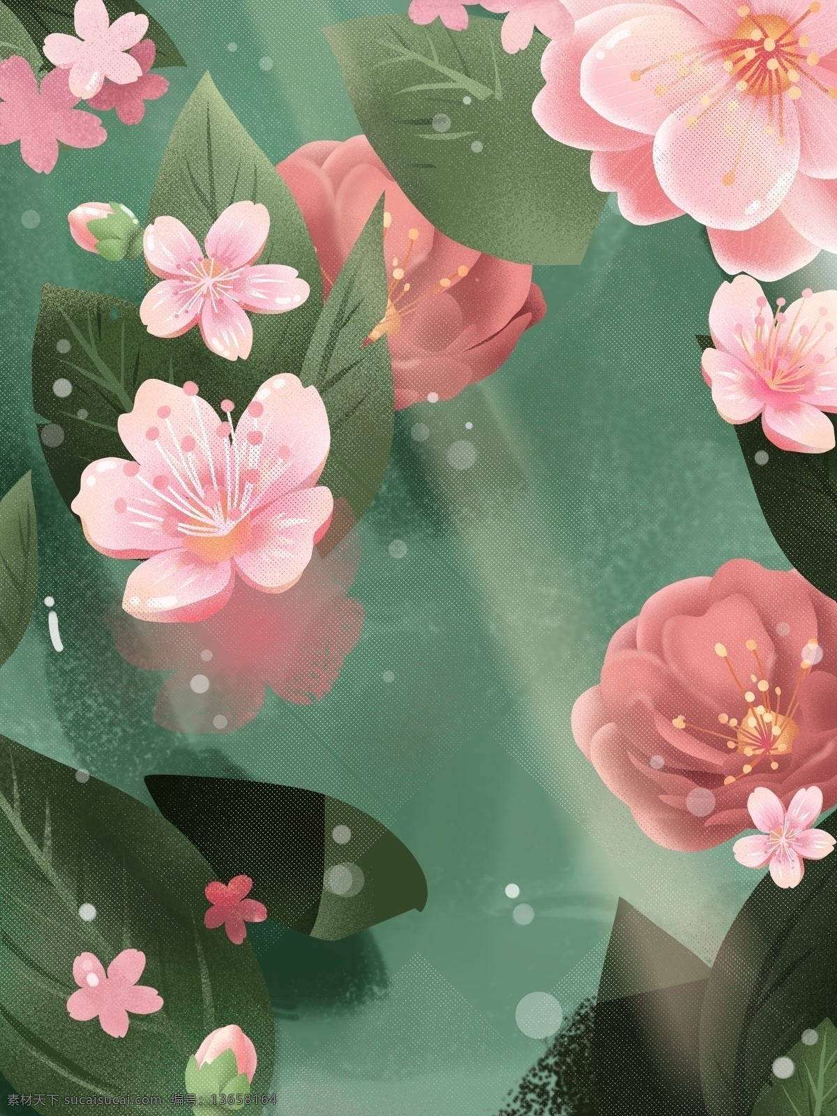 手绘 花朵 背景 春季 粉色 桃花 樱花背景 背景设计 手绘背景 通用背景 特邀背景 促销背景 背景展板图