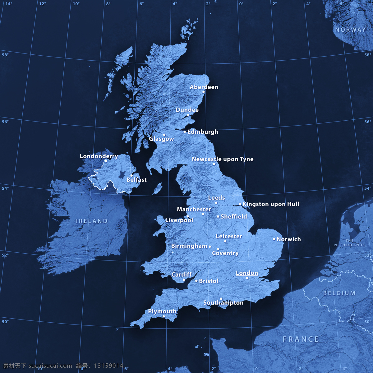 英国 地图 蓝色地图 地图模板 经线 纬线 地图图片 生活百科