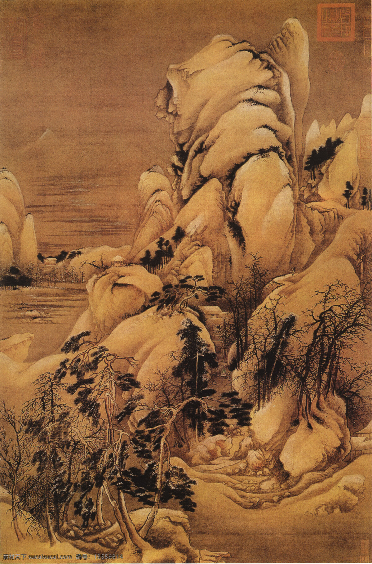 关山 密 雪 图 绘画 美术 印章 美学 家居装饰素材 山水风景画