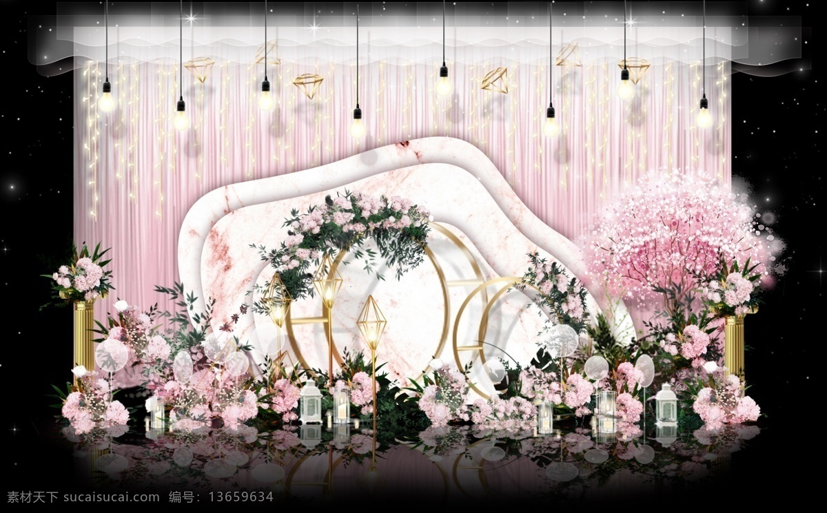 粉色迎宾区 婚礼 效果图 迎宾 粉色 浪漫 环境设计 舞美设计