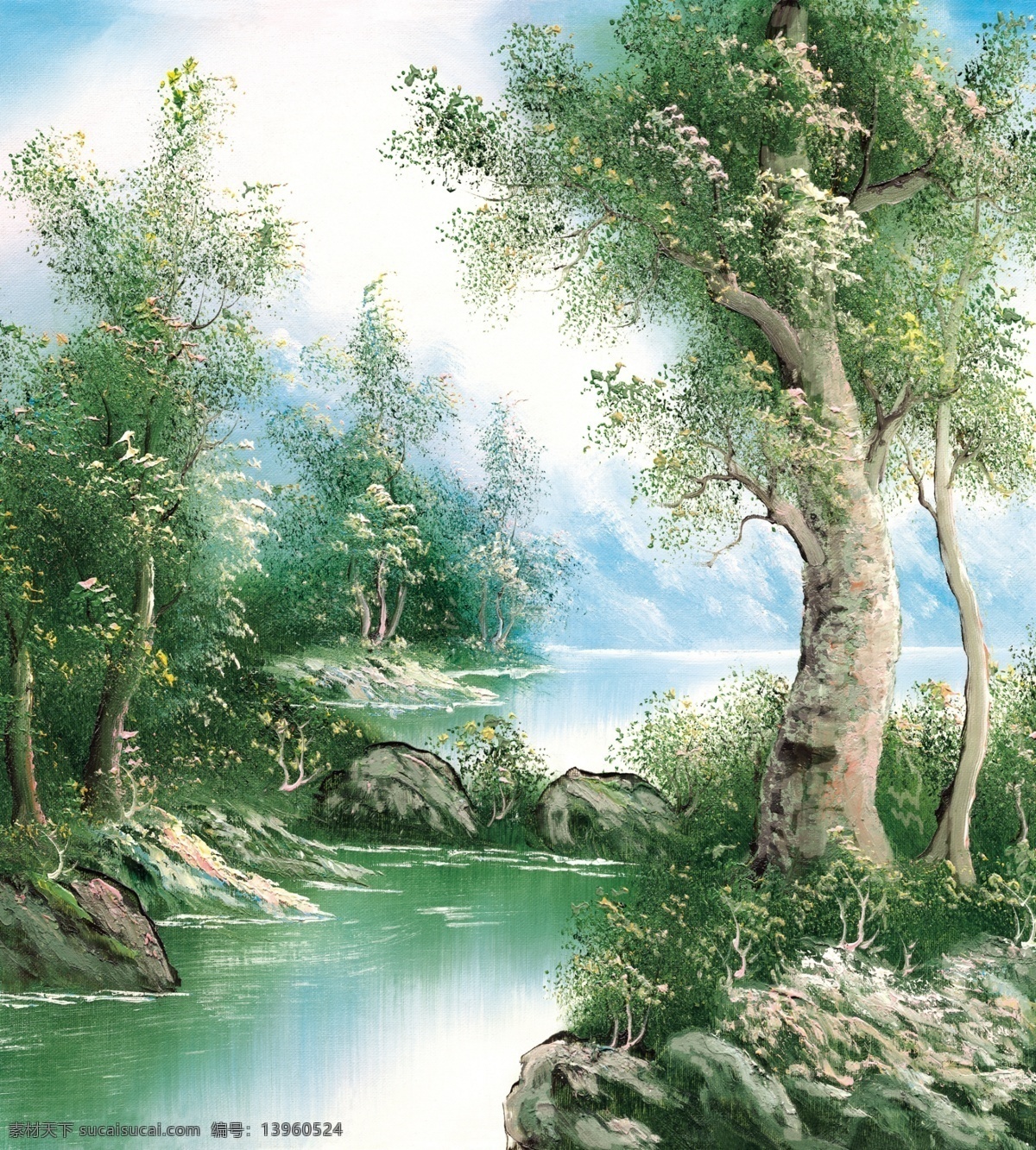 童话 世界 大树 河流 绘画书法 梦境 童话世界 文化艺术 油画 七彩世界 家居装饰素材